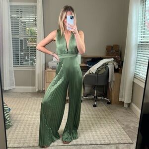 Abercrombie & Fitch Satin Olive Jumpsuit